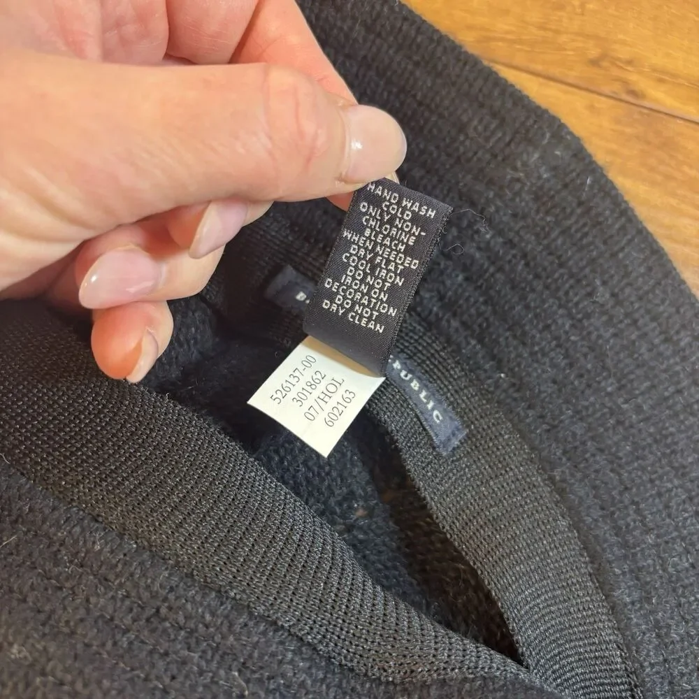 Banana Republic Women's S/M Black Buckle Bucket Hat Wool Rayon Angora Rabbit